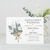 Witte tulpen met gouden bruiloft kaart (Staand voorkant)