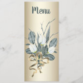 Witte tulpen met gouden bruiloft receptie menu (Voorkant)