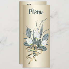 Witte tulpen met gouden bruiloft receptie menu