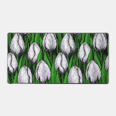 Witte tulpen met groene bladeren bureaumat (Voorkant)
