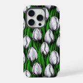 Witte tulpen met groene bladeren iPhone hoesje (Achterkant)