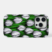 Witte tulpen met groene bladeren iPhone hoesje (Achterkant horizontaal)