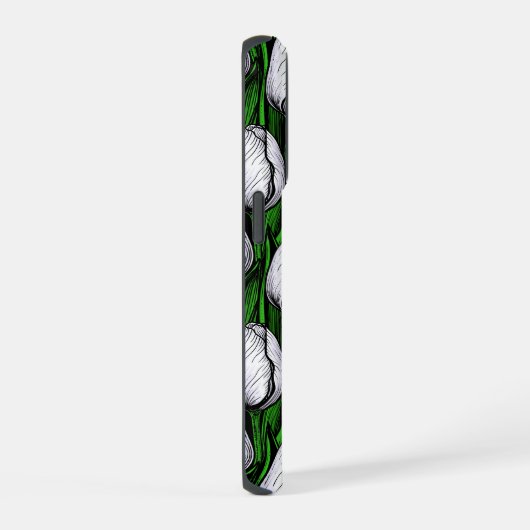 Witte tulpen met groene bladeren iPhone hoesje (Rechterkant)
