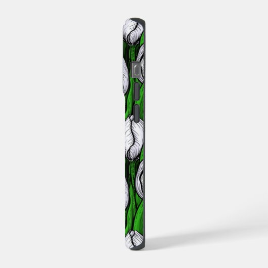 Witte tulpen met groene bladeren iPhone hoesje (Linkerkant)