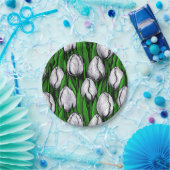 Witte tulpen met groene bladeren papieren bordje (Feest)