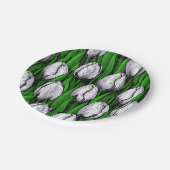Witte tulpen met groene bladeren papieren bordje (Gekanteld)