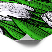 Witte tulpen met groene bladeren poster (Hoek)