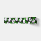 Witte tulpen met groene bladeren satijnen lint (Voorkant)