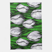 Witte tulpen met groene bladeren theedoek (Verticaal)