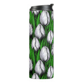 Witte tulpen met groene bladeren thermosbeker (Gedraaid links)