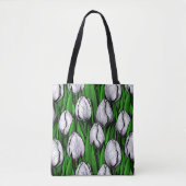 Witte tulpen met groene bladeren tote bag (Voorkant)