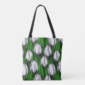 Witte tulpen met groene bladeren tote bag (Achterkant)