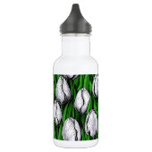 Witte tulpen met groene bladeren waterfles (Links)