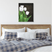 Witte Tulpen met regendruppels Canvas Afdruk (Insitu (Slaapkamer))
