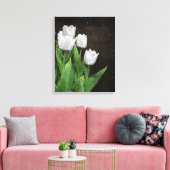 Witte Tulpen met regendruppels Canvas Afdruk (Insitu (Woonkamer))