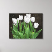 Witte Tulpen met regendruppels op glas Canvas Afdruk (Voorkant)