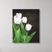 Witte tulpen op donkere textuur canvas afdruk (Voorkant)