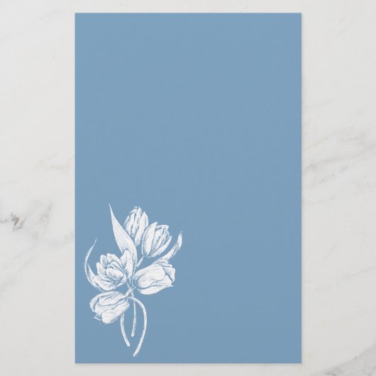 Witte Tulpen op Dusk Blue Briefpapier (Voorkant)