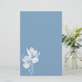 Witte Tulpen op Dusk Blue Briefpapier (Staand voorkant)