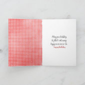 Witte Tulpen op Gingham Birthday Kaart (Binnen)