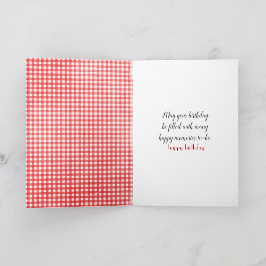 Witte Tulpen op Gingham Birthday Kaart (Binnen)