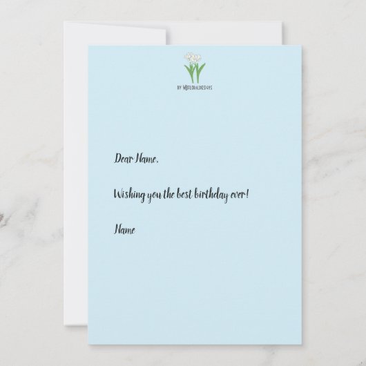 Witte tulpen op lichtblauwe Kaart (Achterkant)