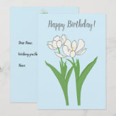 Witte tulpen op lichtblauwe Kaart (Voorkant / Achterkant)