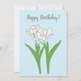 Witte tulpen op lichtblauwe verjaardagskaart kaart