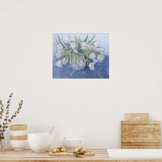 Witte tulpen poster (Keuken)