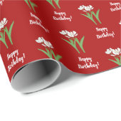 Witte tulpen rood cadeaupapier (Rol Hoek)