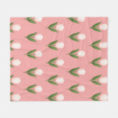 Witte tulpen roos patroon fleece deken (Voorkant (Horizontaal))