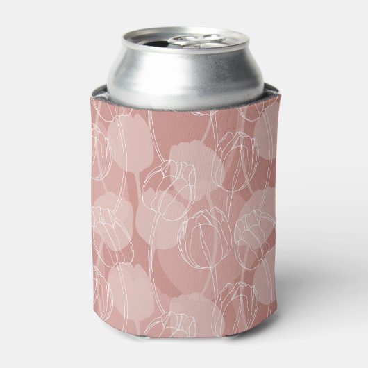  witte tulpen roze achtergrond blikjeskoeler (Blikje Voorkant)