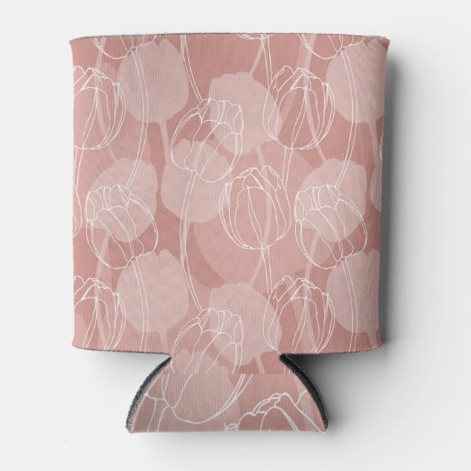  witte tulpen roze achtergrond blikjeskoeler (Voorkant)