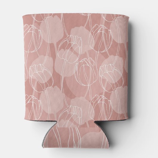  witte tulpen roze achtergrond blikjeskoeler (Achterkant)