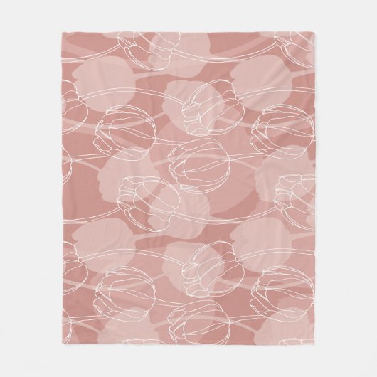  witte tulpen roze achtergrond fleece deken (Voorkant)