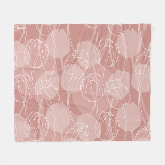 witte tulpen roze achtergrond fleece deken (Voorkant (Horizontaal))