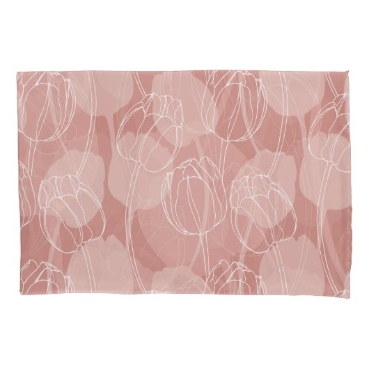witte tulpen roze achtergrond kussensloop (Voorkant)