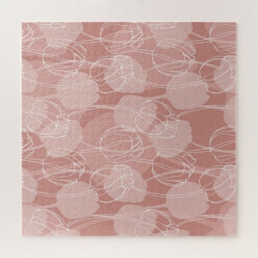 witte tulpen roze achtergrond legpuzzel (Horizontaal)