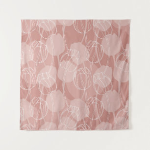 witte tulpen roze achtergrond wandkleed
