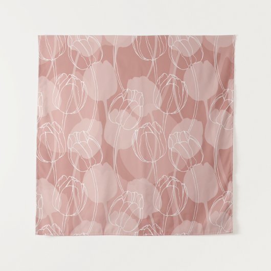 witte tulpen roze achtergrond wandkleed (Voorkant)