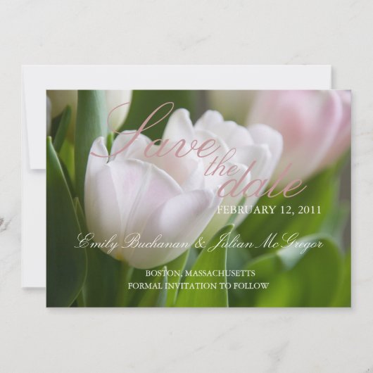 Witte tulpen • Save the Date-aankondiging Date (Voorkant)