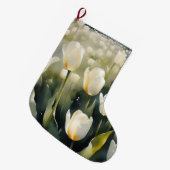  witte tulpen tuin waterverf schilderij grote kerstsok (Voorkant (Hangend))