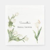 Witte Tulpen Vlinder Bruiloft Feest Servet (Voorkant)