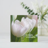 Witte Tulpen ・ Weddenschap Kaart (Staand voorkant)