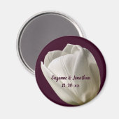 Witte Tulpenbloem gepersonaliseerde bruiloft Magneet (Voorkant / Achterkant)