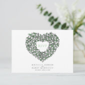 Witte tulpenmonogram, optie bruiloft RSVP kaartje (Staand voorkant)