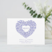 Witte tulpenmonogram, optie bruiloft RSVP kaartje (Staand voorkant)