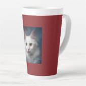 Witte Turkse Angora Kat Rood Blauw Latte Mok (Rechterhoek)