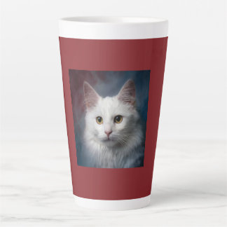 Witte Turkse Angora Kat Rood Blauw Latte Mok