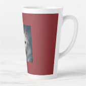 Witte Turkse Angora Kat Rood Blauw Latte Mok (Rechts)